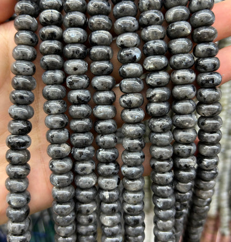 Black Labradorite Rondelle Beads 4x6mm 5x8mm 15''