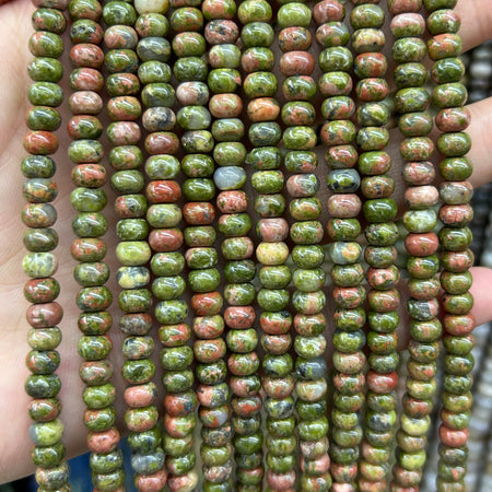 Perles Rondelles Unakite 4x6mm 5x8mm 15''