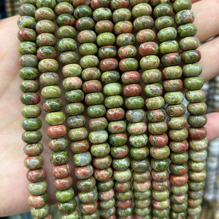 Perles Rondelles Unakite 4x6mm 5x8mm 15''