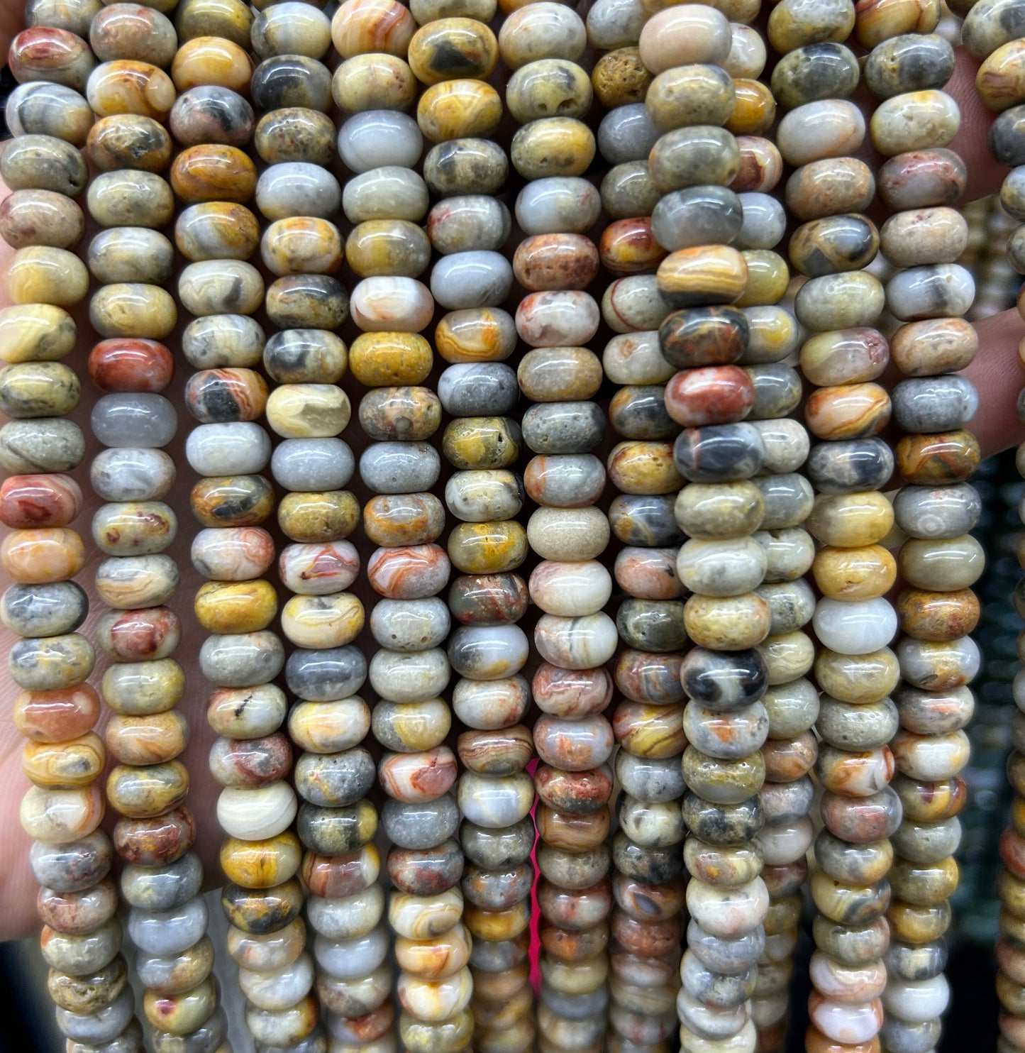 Crazy Agate Rondelle Beads 4x6mm 5x8mm 6x10mm 15''