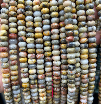 Crazy Agate Rondelle Beads 4x6mm 5x8mm 6x10mm 15''