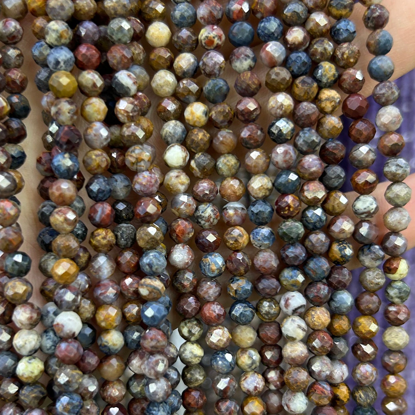 Pietersite Faceted Beads  2mm 3mm 4mm 15''