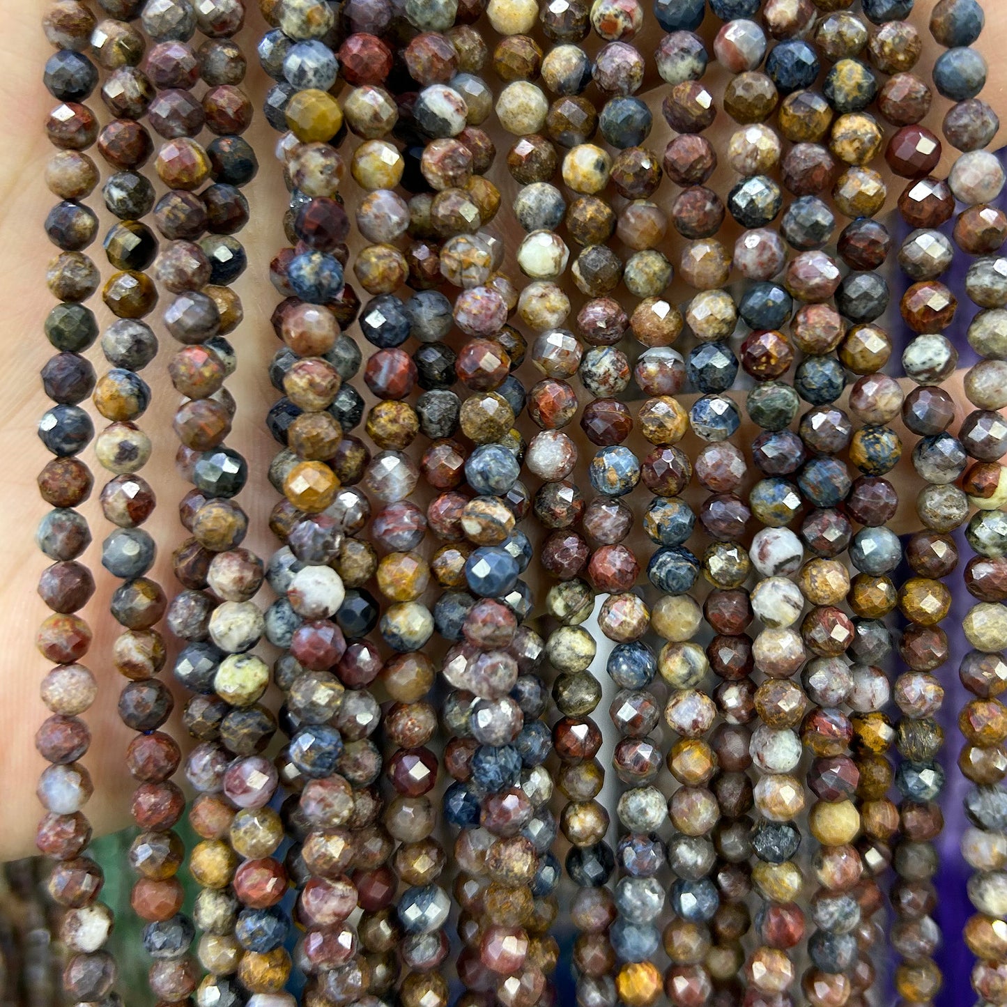 Pietersite Faceted Beads  2mm 3mm 4mm 15''