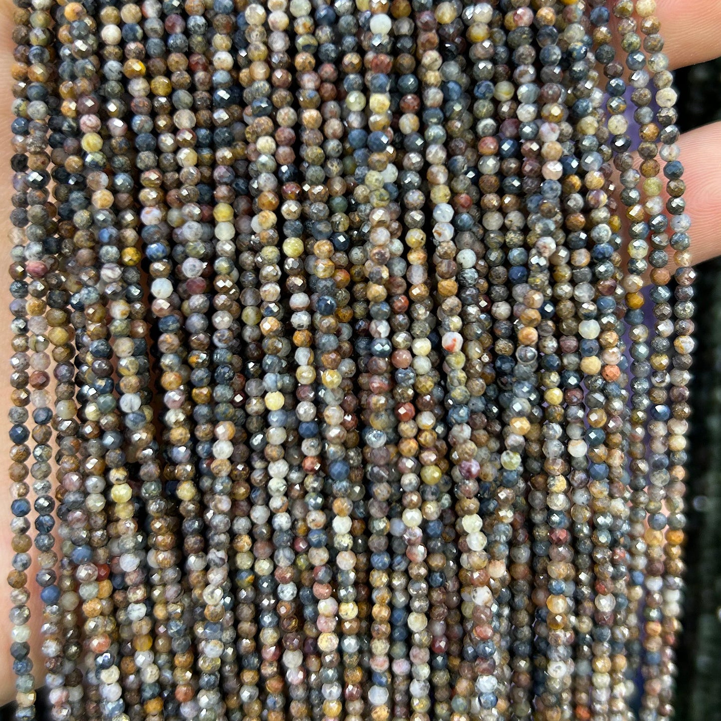 Pietersite Faceted Beads  2mm 3mm 4mm 15''