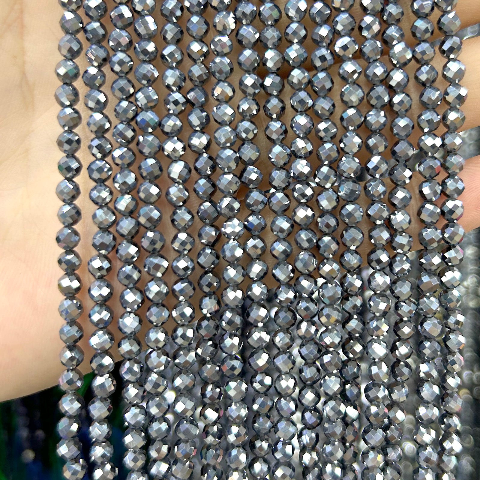 Terahertz Faceted Beads 2mm 3mm 4mm 15''