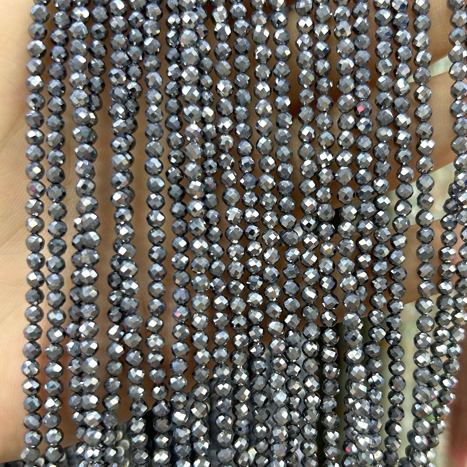 Terahertz Faceted Beads 2mm 3mm 4mm 15''