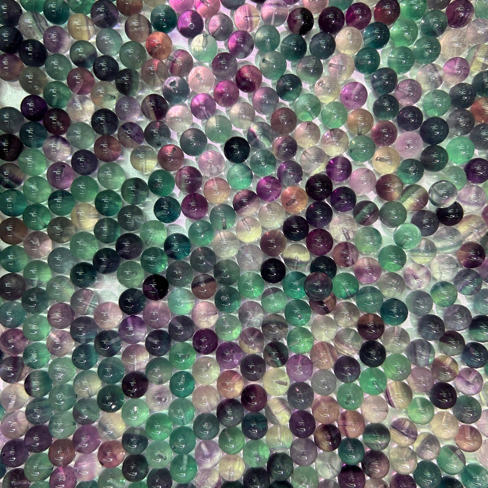 Perles de pierre de fluorite verte violette 4 mm 6 mm 8 mm 10 mm 15''