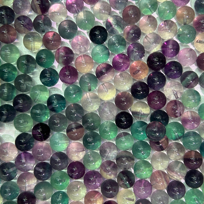 Rainbow Fluorite Half Drilled Beads 10mm 10pcs