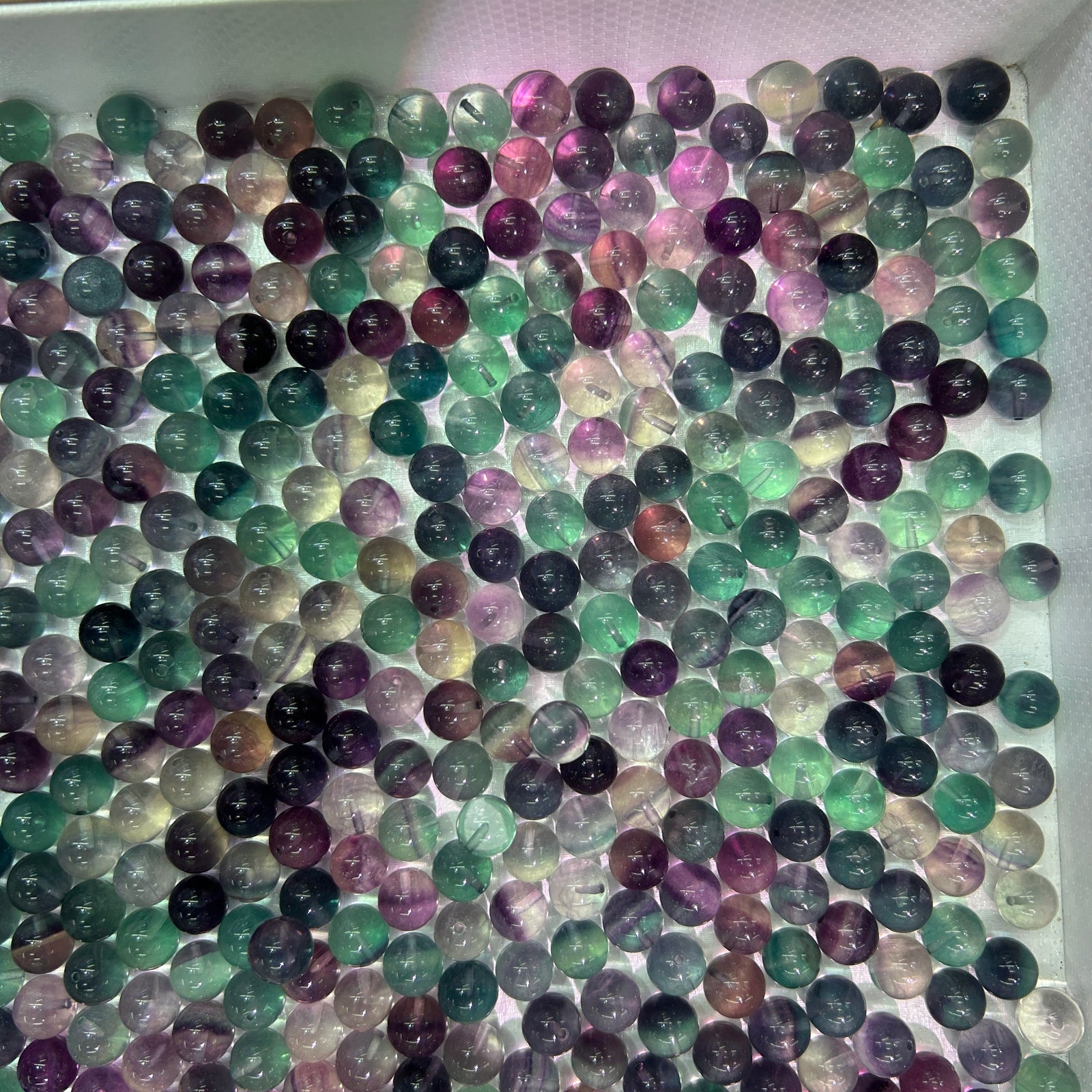 Perles de pierre de fluorite verte violette 4 mm 6 mm 8 mm 10 mm 15''