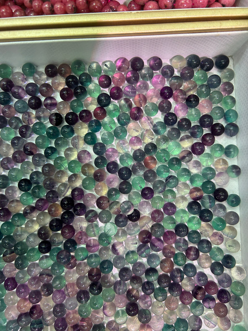 Rainbow Fluorite Half Drilled Beads 10mm 10pcs