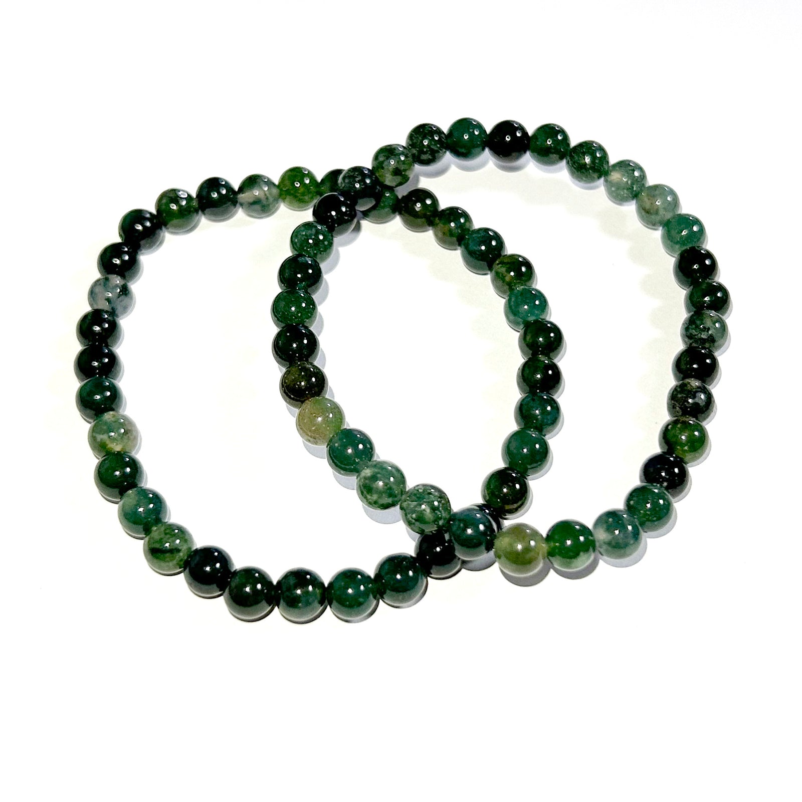 Ægte Moss Agate Armbånd Stone Beads Armbånd 6mm 8mm 8''
