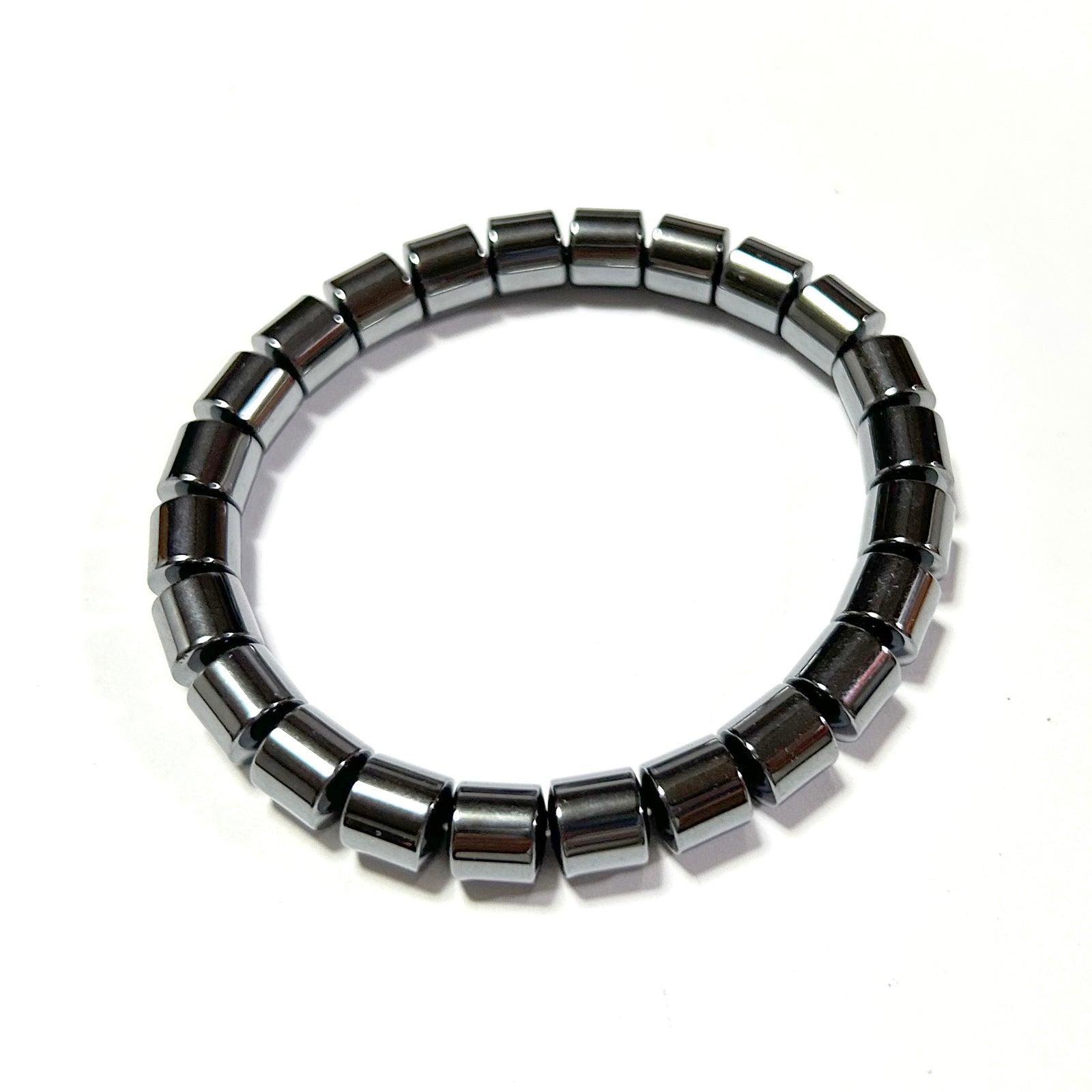 Hematite Tube Bracelet 8''