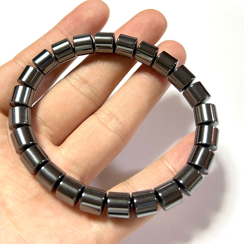 Hematite Tube Bracelet 8''