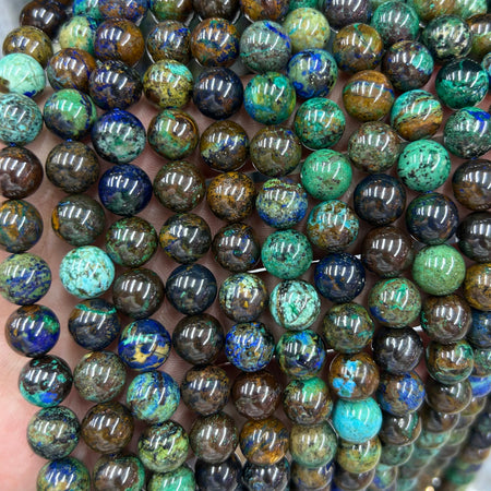 Perles d'Azurite véritables Qualité régulière 6 mm 8 mm 10 mm 15''
