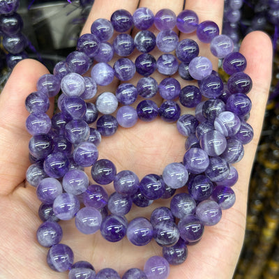 White Striped Amethyst Bracelet 8''