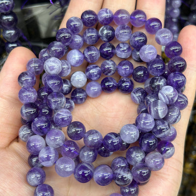 White Striped Amethyst Bracelet 8''