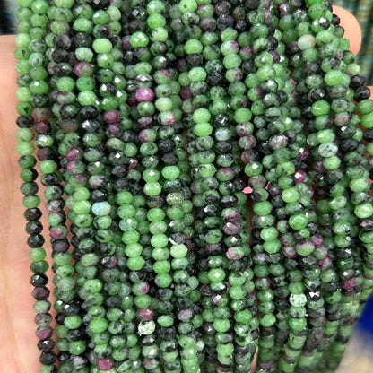 3x5 mm Zoisite facetteret, naturlig ædelsten, Rondelle sten 15''