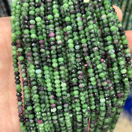 Ruby Zoisite Rondelle Faceted Beads 2x3mm 3x5mm 15''