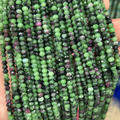 3x5 mm Zoisite facetteret, naturlig ædelsten, Rondelle sten 15''