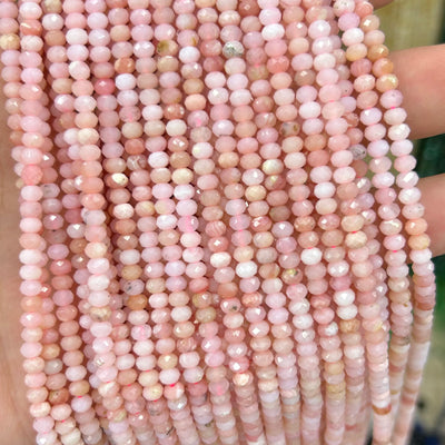 2x3mm Pink Opal Rondelle Faceted Beads 15''