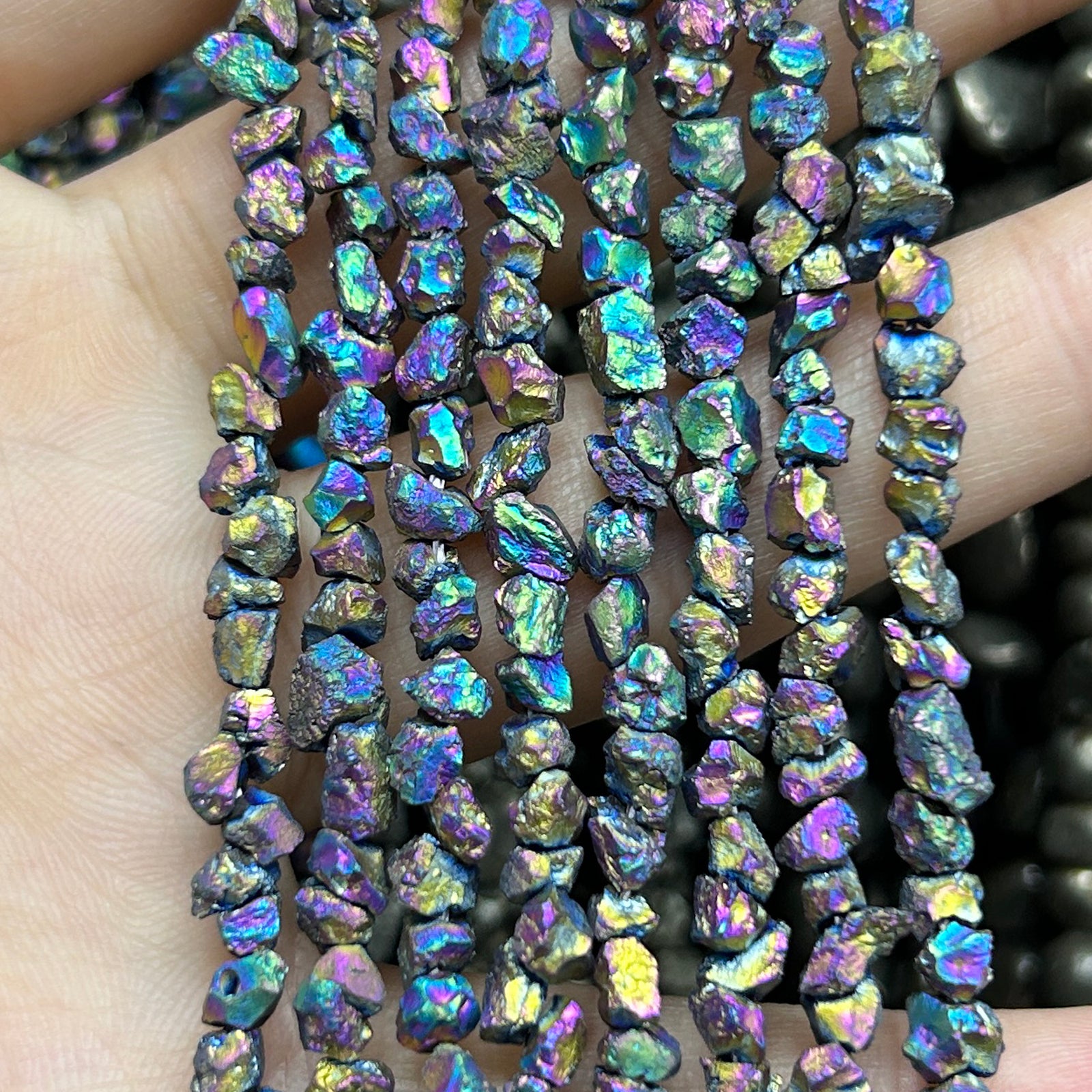Rainbow Pyrite Chips Beads 15''