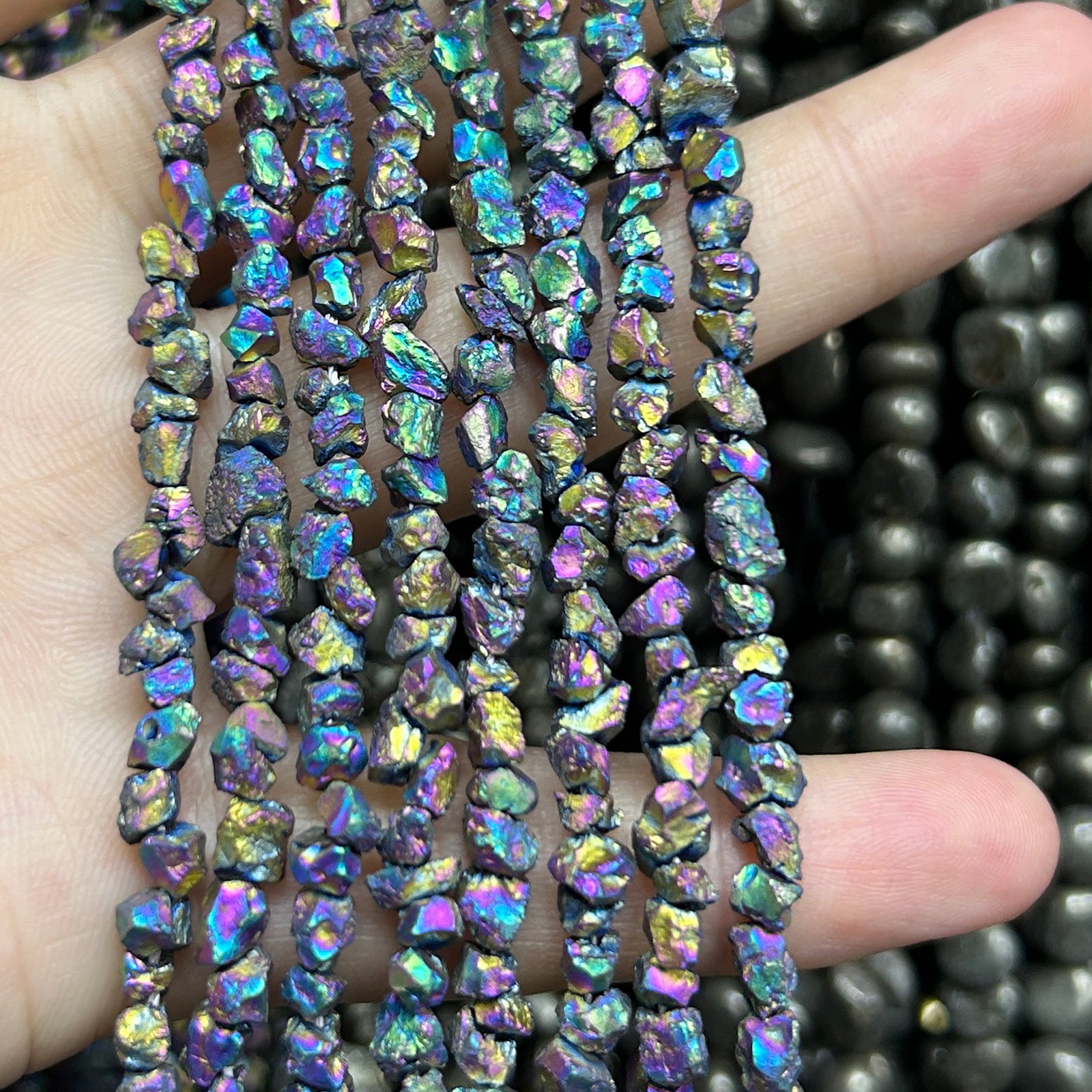 Rainbow Pyrite Chips Beads 15''