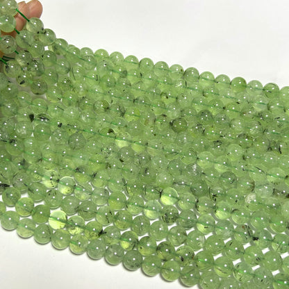 Grøn præhnit, naturlig ædelsten, rund sten 4mm 6mm 8mm 10mm 12mm 15''