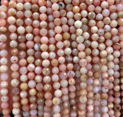 6 mm lyserøde opal facetterede naturlige ædelstensperler 15''