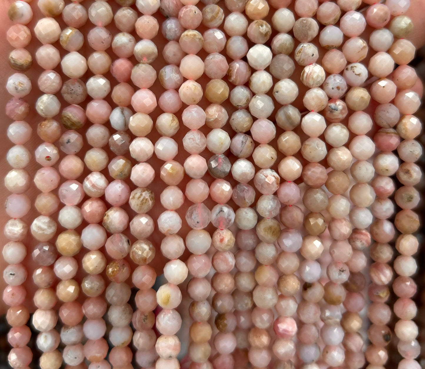 6 mm lyserøde opal facetterede naturlige ædelstensperler 15''