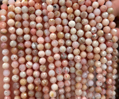 6 mm lyserøde opal facetterede naturlige ædelstensperler 15''