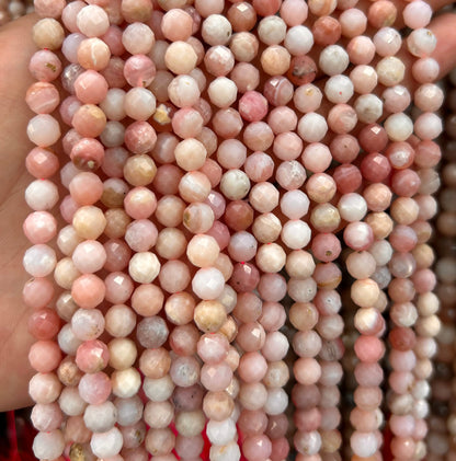 6 mm lyserøde opal facetterede naturlige ædelstensperler 15''