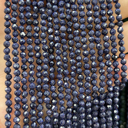 Blue Sandstone Faceted Beads 2mm 3mm 4mm 15''