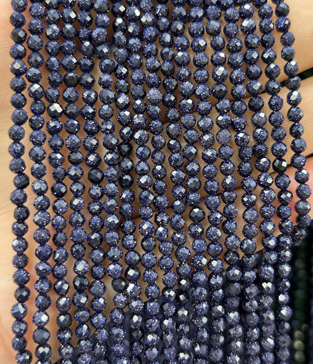 Blue Sandstone Faceted Beads 2mm 3mm 4mm 15''