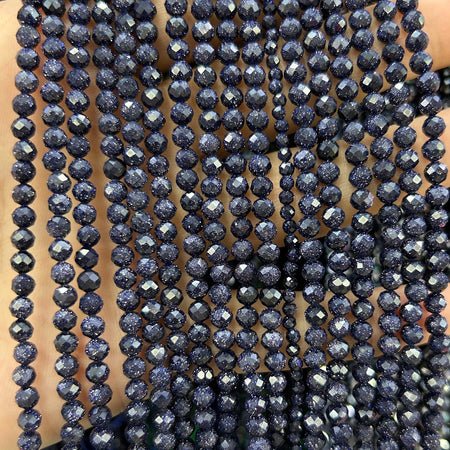Blue Sandstone Faceted Beads 2mm 3mm 4mm 15''