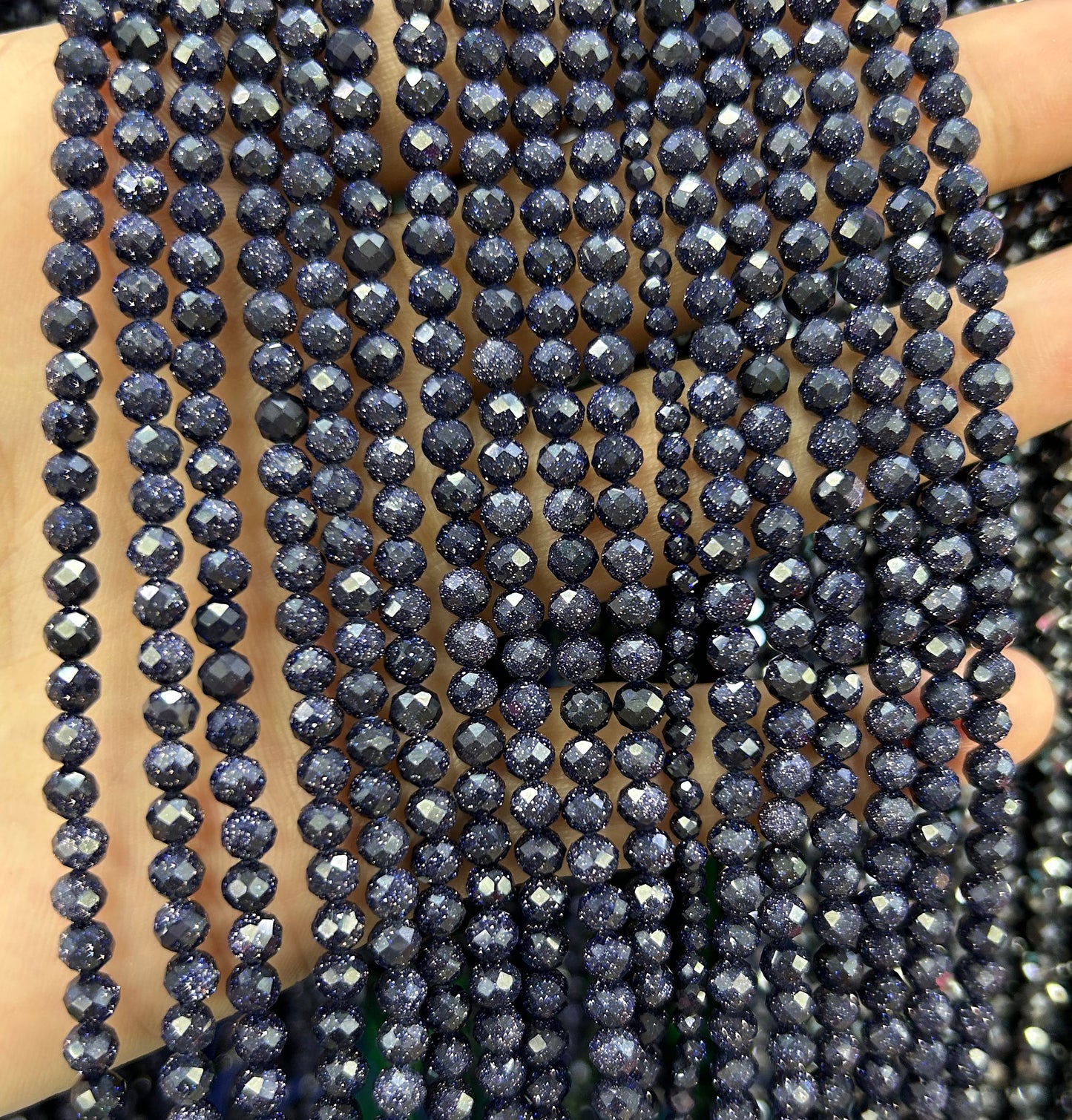 Blue Sandstone Faceted Beads 2mm 3mm 4mm 15''