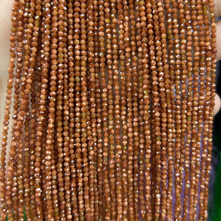 Gold Sandstone Faceted Beads 2mm 3mm 4mm 15''