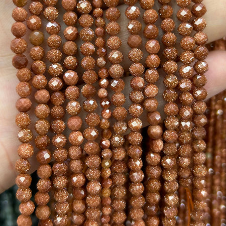 Gold Sandstone Faceted Beads 2mm 3mm 4mm 15''