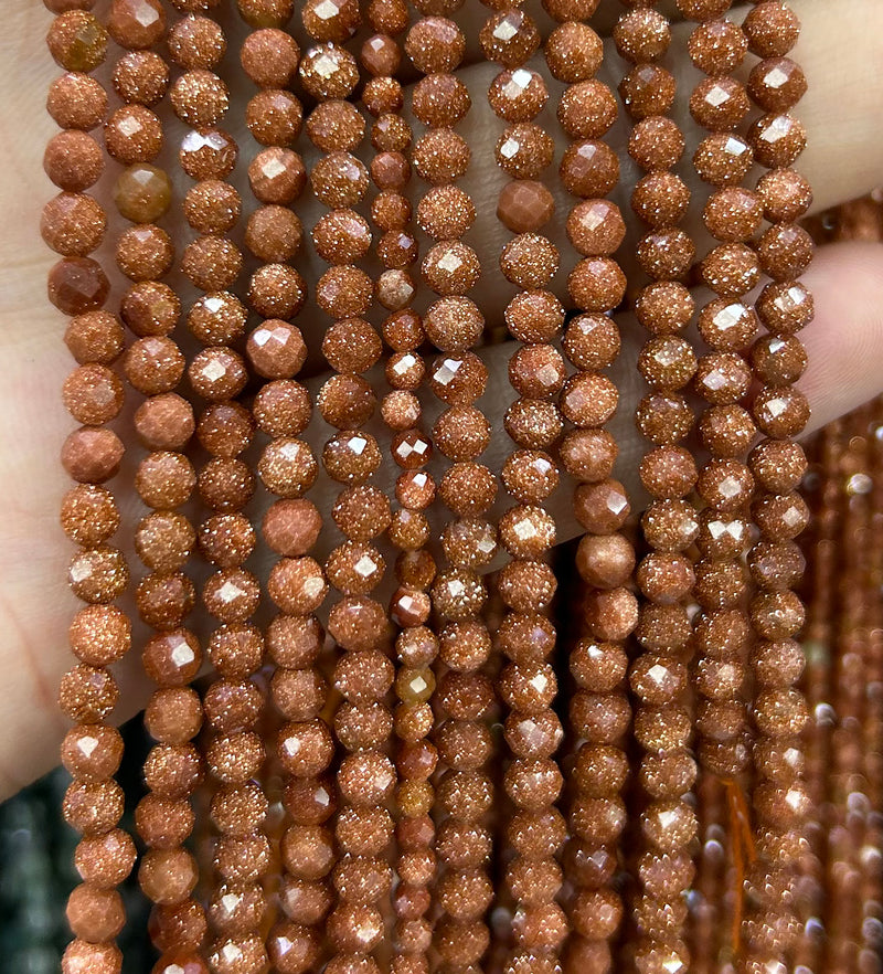 Gold Sandstone Faceted Beads 2mm 3mm 4mm 15''