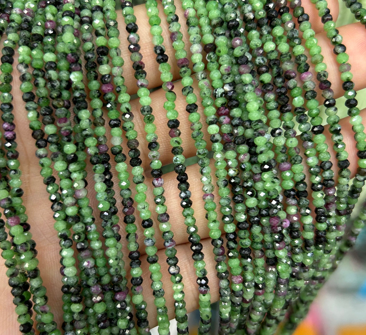 3x5 mm Zoisite facetteret, naturlig ædelsten, Rondelle sten 15''