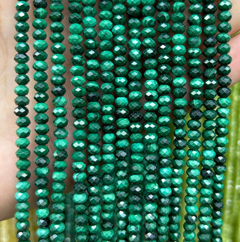 Perles à facettes en malachite 2,5-3x3-4mm 15''