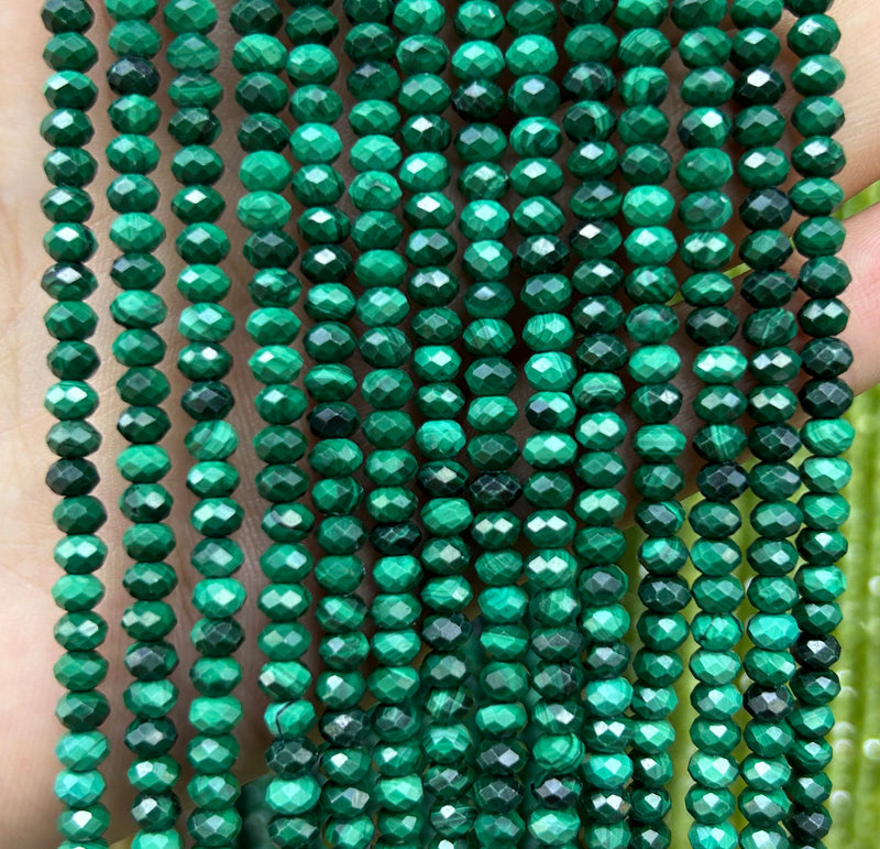 Perles à facettes en malachite 2,5-3x3-4mm 15''