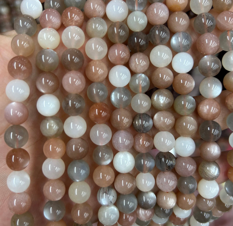 A+ Mix Sunstone Moonstone Beads 15''