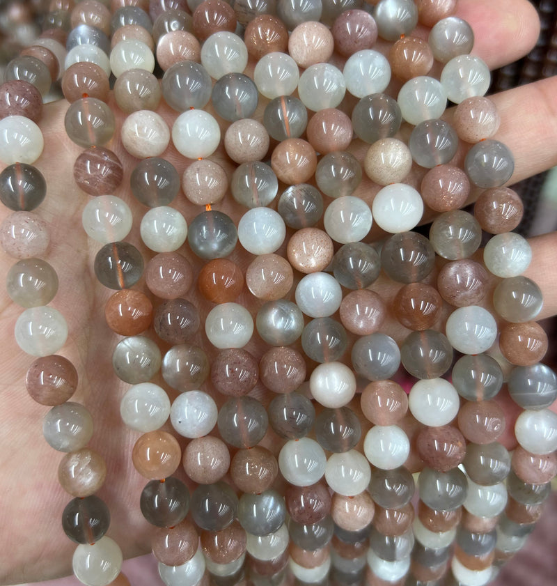 A+ Mix Sunstone Moonstone Beads 15''