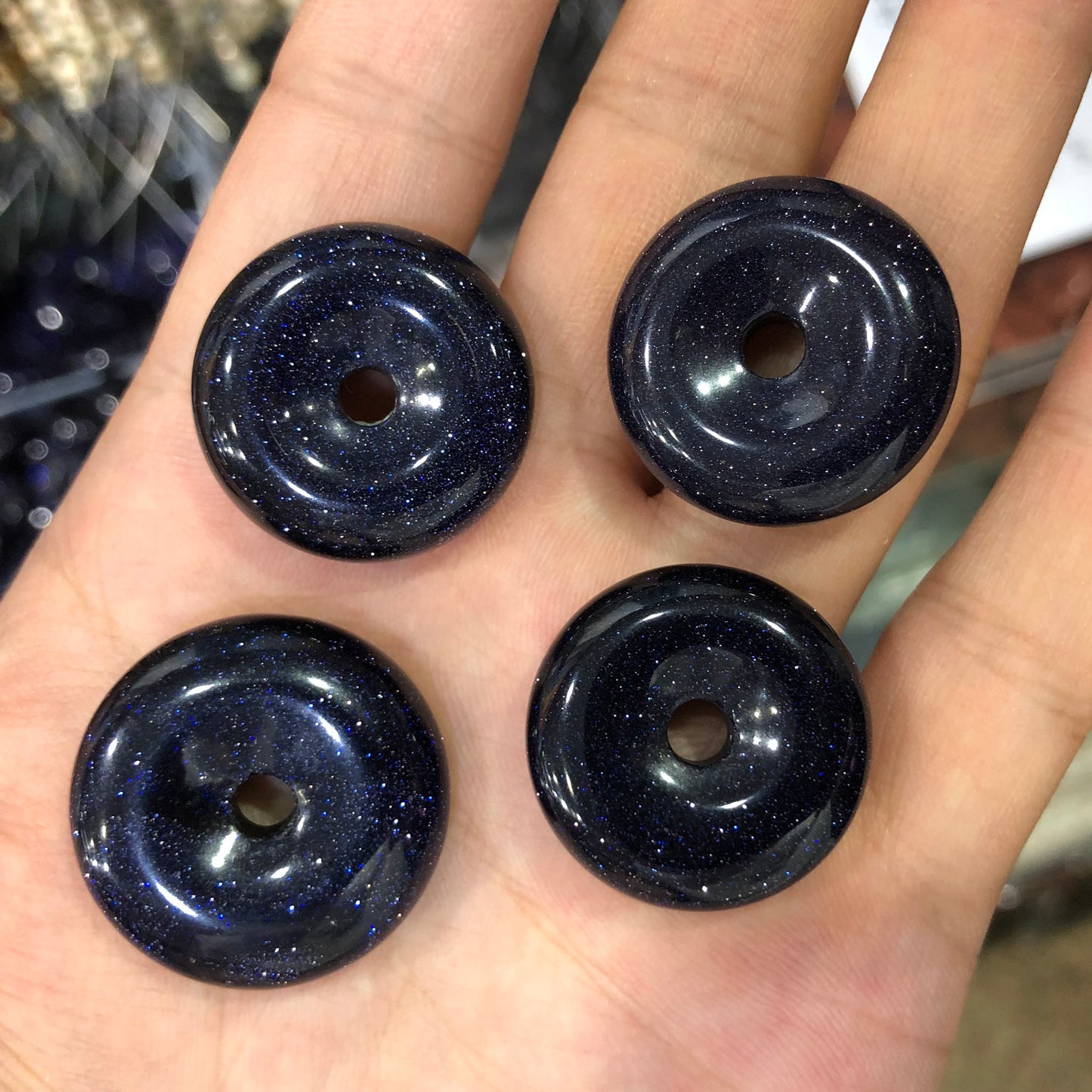 Blue Sandstone Donut Pendant 25mm 30mm 35mm 40mm 1pc