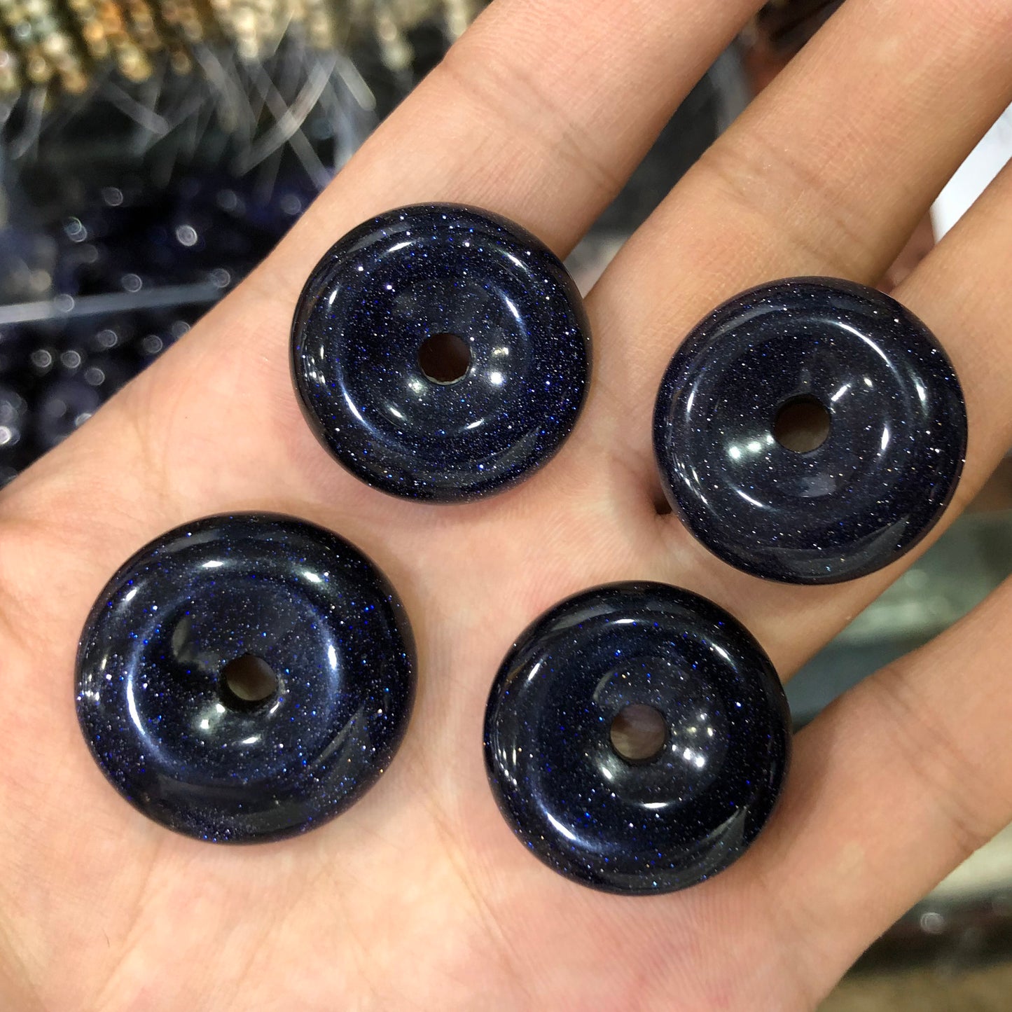 Pendentif donut en grès bleu 25 mm 30 mm 35 mm 40 mm 1 pièce