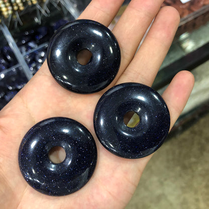 Pendentif donut en grès bleu 25 mm 30 mm 35 mm 40 mm 1 pièce