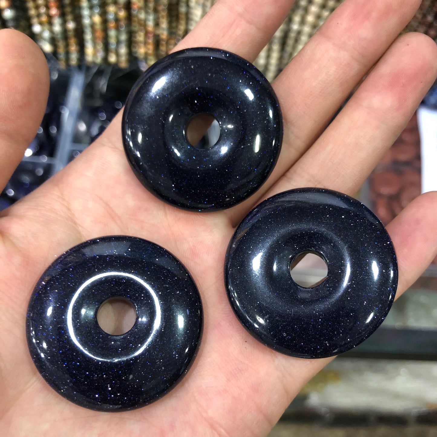 Blue Sandstone Donut Pendant 25mm 30mm 35mm 40mm 1pc