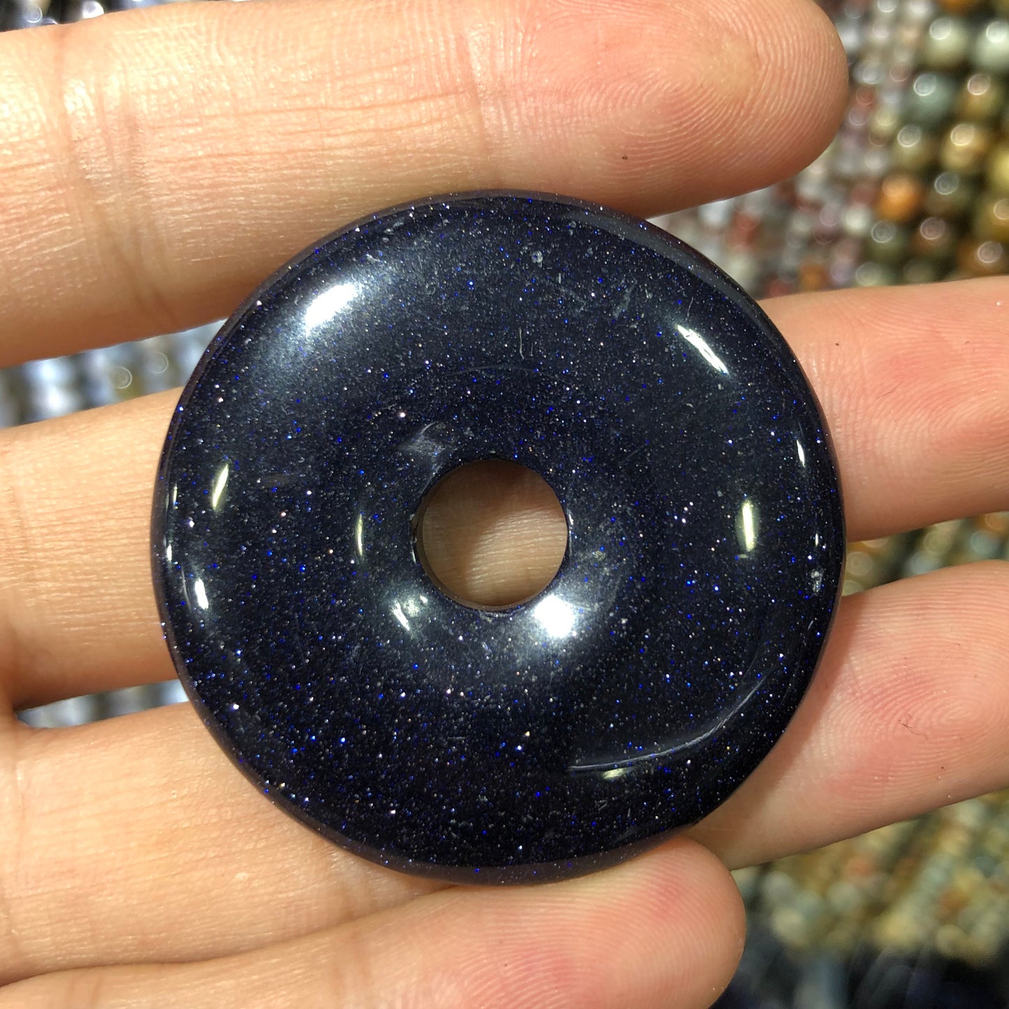 Pendentif donut en grès bleu 25 mm 30 mm 35 mm 40 mm 1 pièce