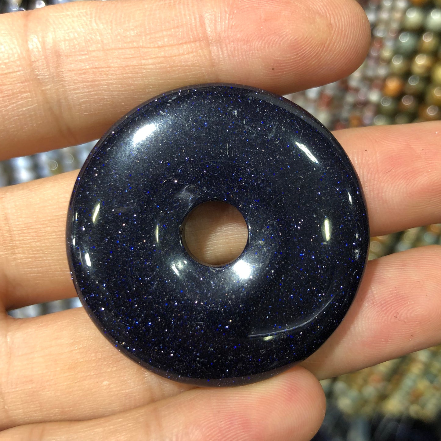 Blue Sandstone Donut Pendant 25mm 30mm 35mm 40mm 1pc