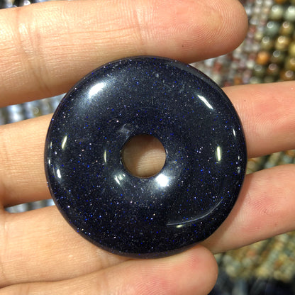 Pendentif donut en grès bleu 25 mm 30 mm 35 mm 40 mm 1 pièce